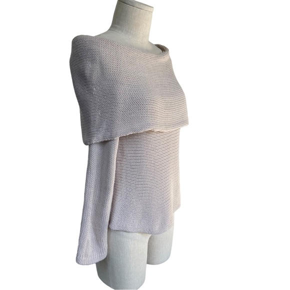 LF Seek the Label Cozy Off Shoulder Cream Long Sleeve Knit Boho Sweater Small - Picture 5 of 11